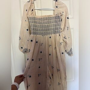 free people smocked flowered jumper xs